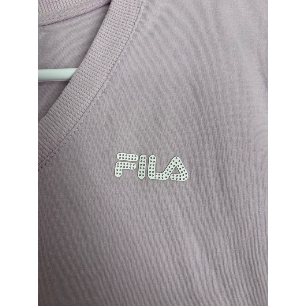 Fila Womens V-Neck Short‎ Sleeve T-Shirt Lavender Purple Logo Tee Size Small - Picture 3 of 4